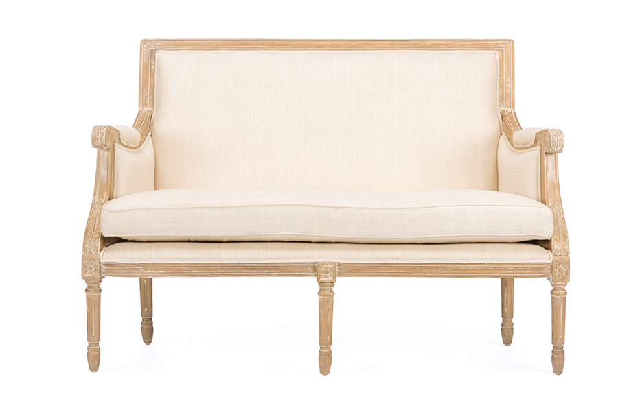 Picture of Baxton Studio ASS501Mi CG4 Chavanon Wood & Light Beige Linen Traditional French Loveseat - 33.5 x 47.25 x 21.13 in.