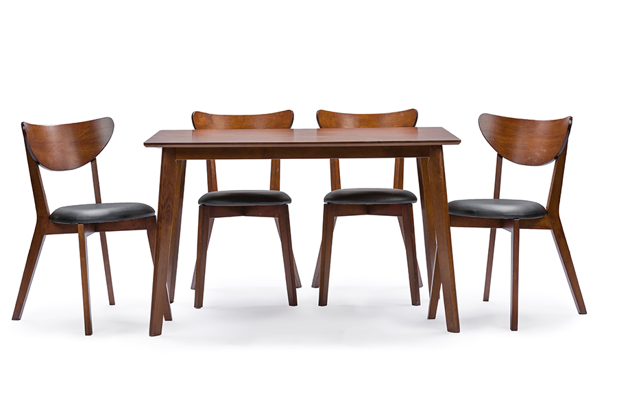 Picture of Baxton Studio RT331-TBL-CHR Sumner Mid-Century Style Walnut Brown 5 Piece Dining Set - 29.25 x 47.13 x 29.38 in.