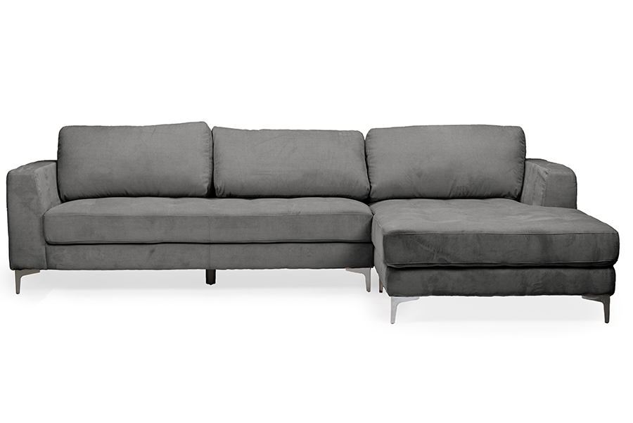 Picture of Baxton Studio U9320S-LRCC-RFC Sectional Agnew Contemporary Light Beige Microfiber Right Facing Sectional Sofa&#44; Grey - 34.25 x 117.38 x 106.25 in.