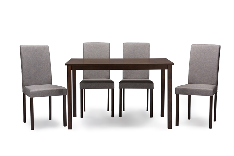 Picture of Baxton Studio Andrew 5 PC Dining Set-Grey Fabric Andrew Contemporary Espresso Wood Grey Fabric 5 Piece Dining Set - 29.5 x 47.75 x 30 in.