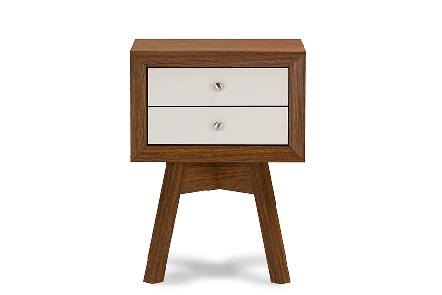 Picture of Baxton Studio ST-005-AT Walnut-White Warwick Two Tone Walnut & White Modern Accent Table & Nightstand - 24 x 17.8 x 15 in.