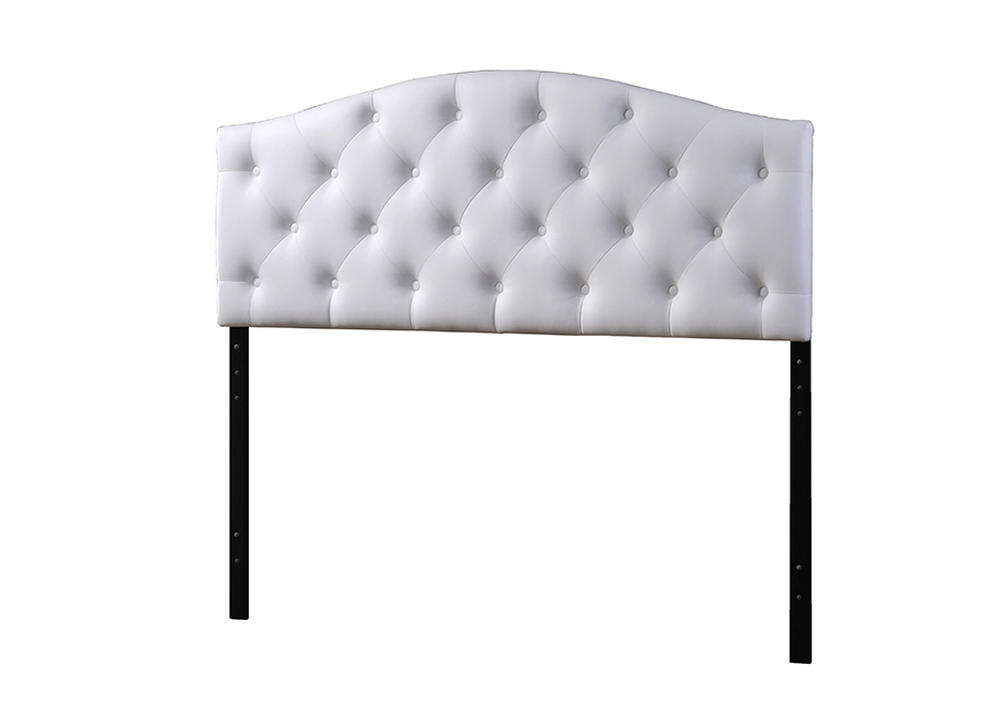BBT6505-White-Queen HB Myra Modern & Contemporary Queen White Faux Leather Upholstered Button-Tufted Scalloped Headboard - 23.6 x 60.84 x 2.54 in.