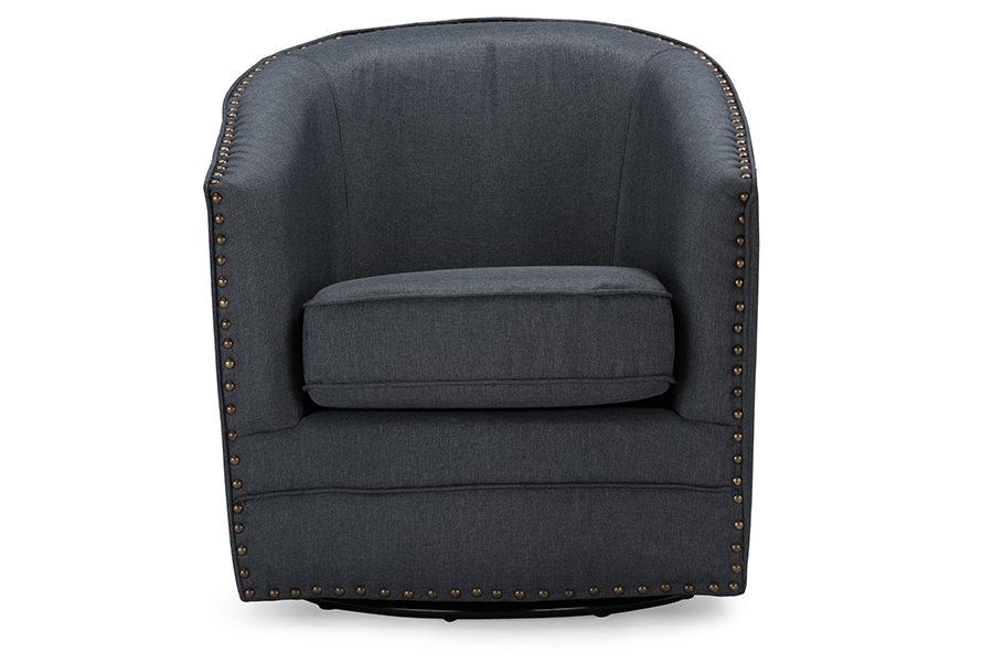 Picture of Baxton Studio DB-182-gray Porter Modern & Contemporary Classic Retro Grey Fabric Upholstered Swivel Tub Chair - 27.3 x 29.64 x 28.47 in.