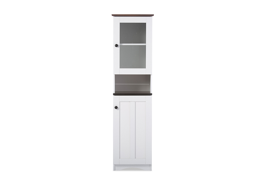 Picture of Baxton Studio DR 883300-White-Wenge Lauren Modern & Contemporary Two Tone White & Dark Brown Buffet & Hutch Kitchen Cabinet - 62.4 x 16.77 x 14.82 in.