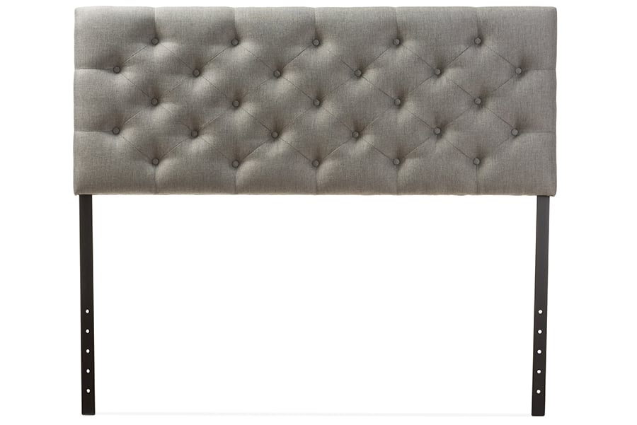 BBT6506-Grey-Queen HB Viviana Modern & Contemporary Grey Fabric Upholstered Button-Tufted Queen Headboard - 23.79 x 60.84 x 2.34 in.