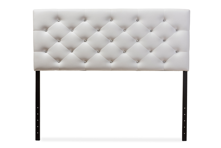 BBT6506-White-Queen HB Viviana Modern & Contemporary White Faux Leather Upholstered Button-Tufted Queen Headboard - 23.79 x 60.84 x 2.34 in.