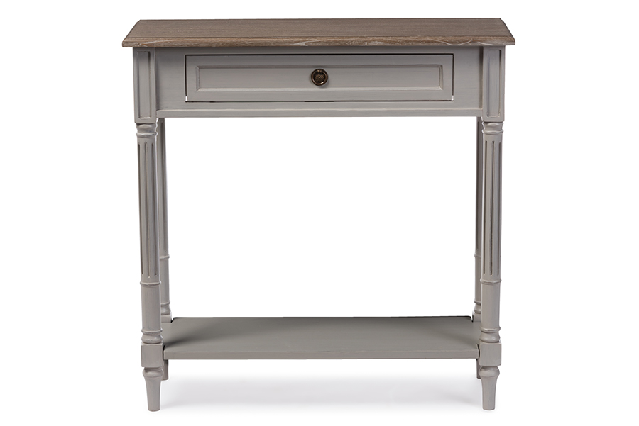 Picture of Baxton Studio EDD8VM-M-B-W1 Edouard French Provincial Style White Wash Distressed Two Tone 1-Drawer Console Table - 31.2 x 31.2 x 11.7 in.