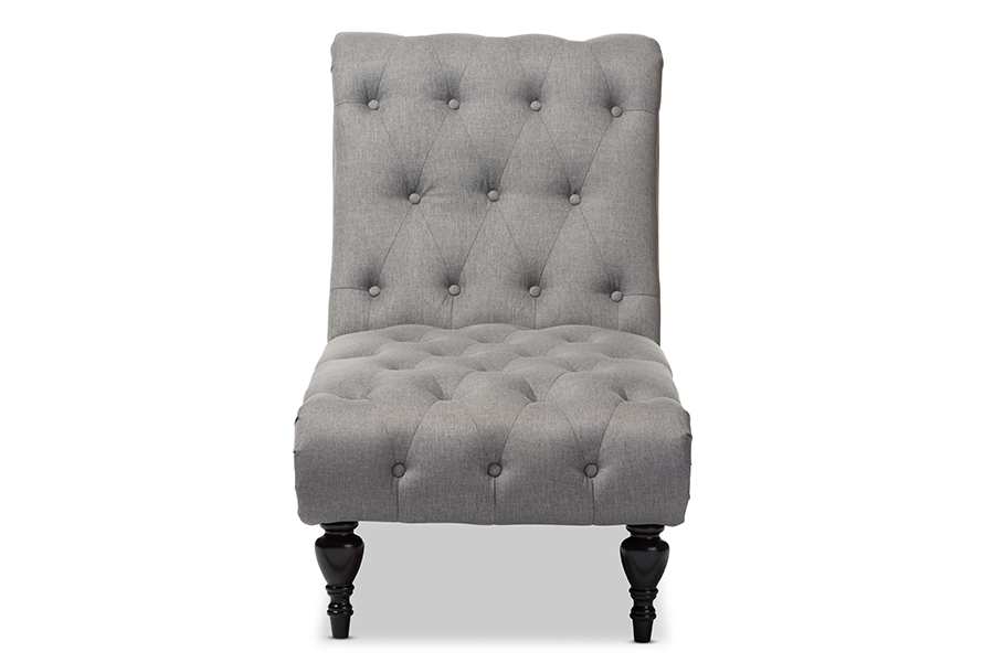 Picture of Baxton Studio BBT5211-Grey Chaise Layla Mid-Century Retro Modern Grey Fabric Upholstered Button-Tufted Chaise Lounge - 36.66 x 25.35 x 58.5 in.
