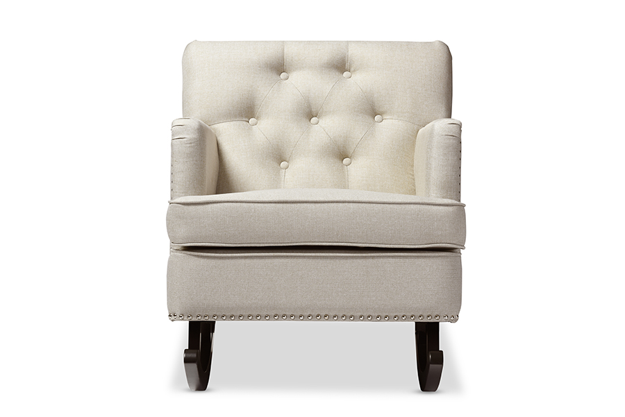 Picture of Baxton Studio BBT5189-Light Beige RC Bethany Modern & Contemporary Light Beige Fabric Upholstered Button-Tufted Rocking Chair - 34.52 x 28.47 x 34.32 in.