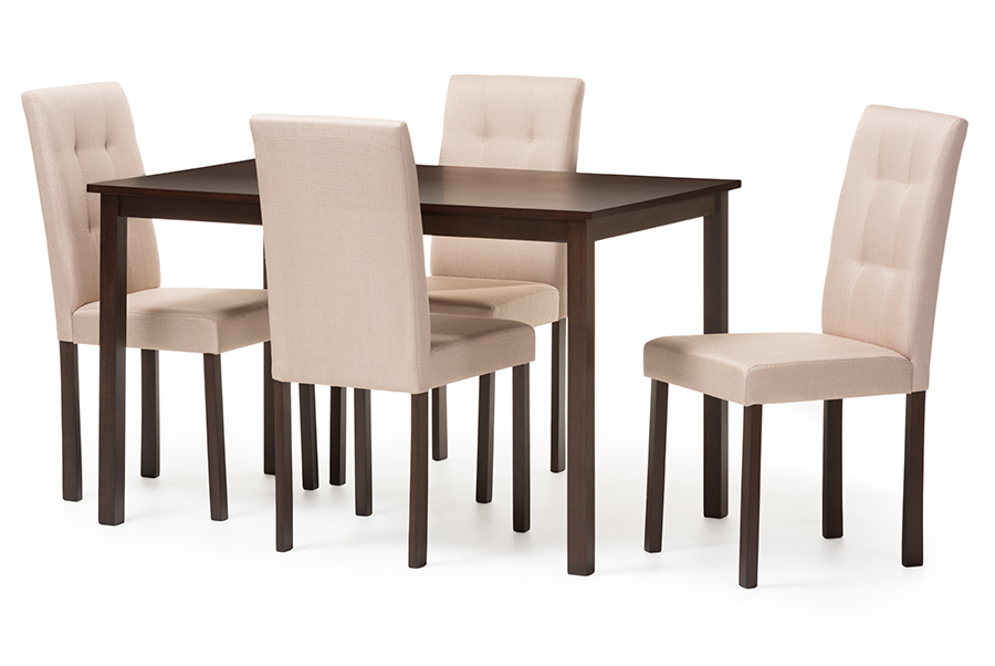 Picture of Baxton Studio Andrew 5PC Beige 9-Grids Dining Set Andrew Modern & Contemporary 5 Piece Beige Fabric Upholstered Grid Tufting Dining Set - 29.5 x 47.75 x 30 in.