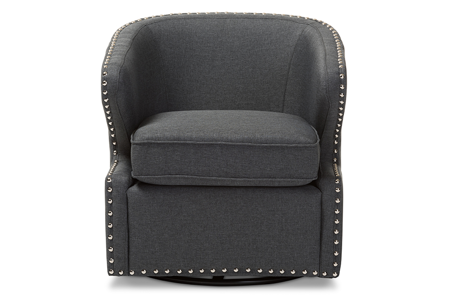 Picture of Baxton Studio DB-203-Gray Finley Mid-Century Modern Grey Fabric Upholstered Swivel Armchair - 27.3 x 26.91 x 25.74 in.
