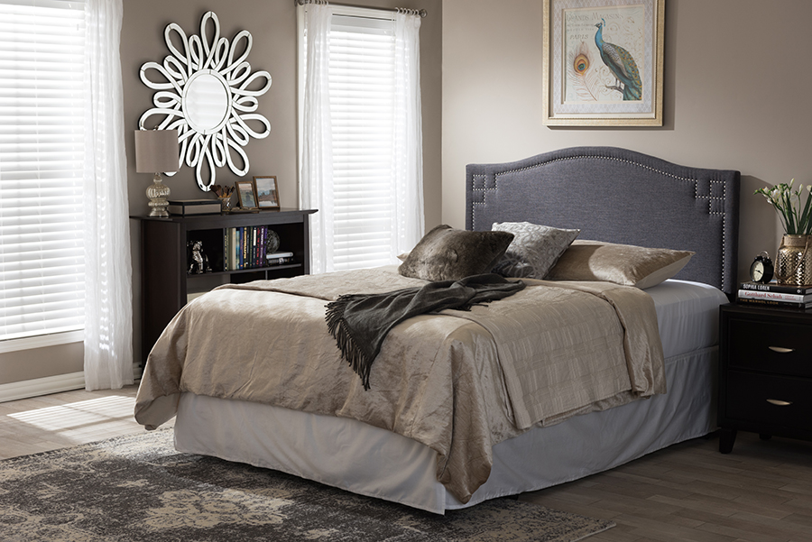 BBT6563-Dark Grey-Queen HB Aubrey Modern & Contemporary Dark Grey Fabric Upholstered Queen Headboard - 25.74 x 60.84 x 2.34 in.