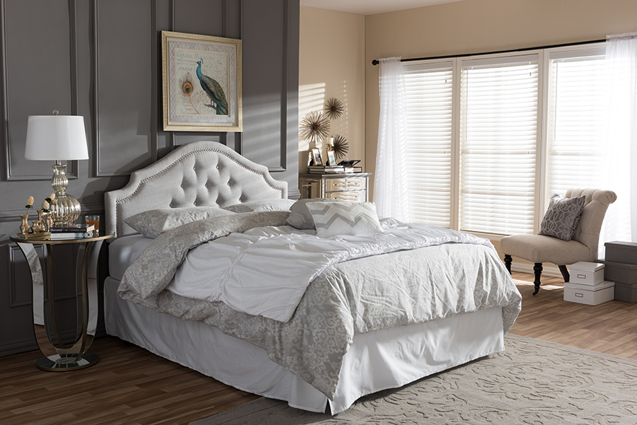BBT6564-Greyish Beige-Queen HB Cora Modern & Contemporary Grayish Beige Fabric Upholstered Queen Headboard - 25.74 x 60.84 x 2.34 in.