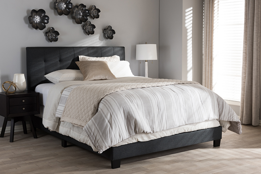CF8747B-Charcoal-Full Brookfield Modern & Contemporary Charcoal Grey Fabric Full Bed - 47.05 x 58.66 x 78.94 in.