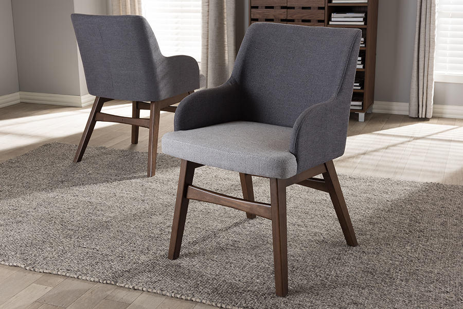 Picture of Baxton Studio Monte-Dark-Grey-Light-Grey-DC Monte Mid-Century Modern Two-Tone Grey Fabric Armchair - 32.68 x 21.26 x 24.8 in. - Pack of 2