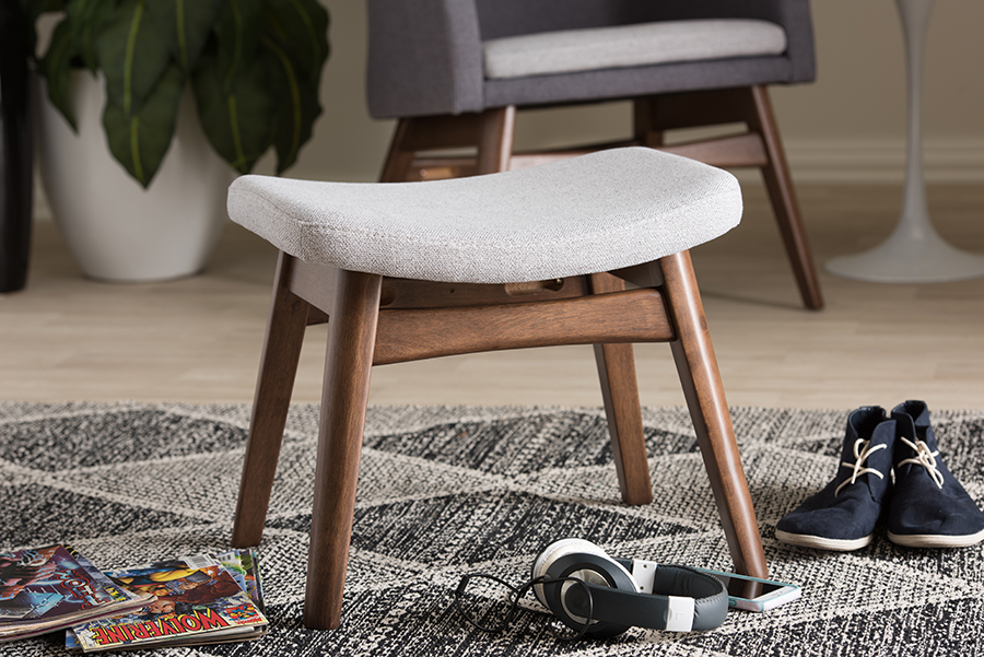 Picture of Baxton Studio Vera-Light-Grey-Otto Vera Mid-Century Modern Light Grey Fabric Upholstered Ottoman - 15.35 x 17.72 x 14.57 in.