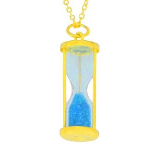Picture of Elizabeth Jewelry HRG-B-TPZ-YGP 14KT Yellow Gold Plated Over 925 Sterling Silver Natural Blue Topaz Time in Bottom Dust Hourglass Pendant
