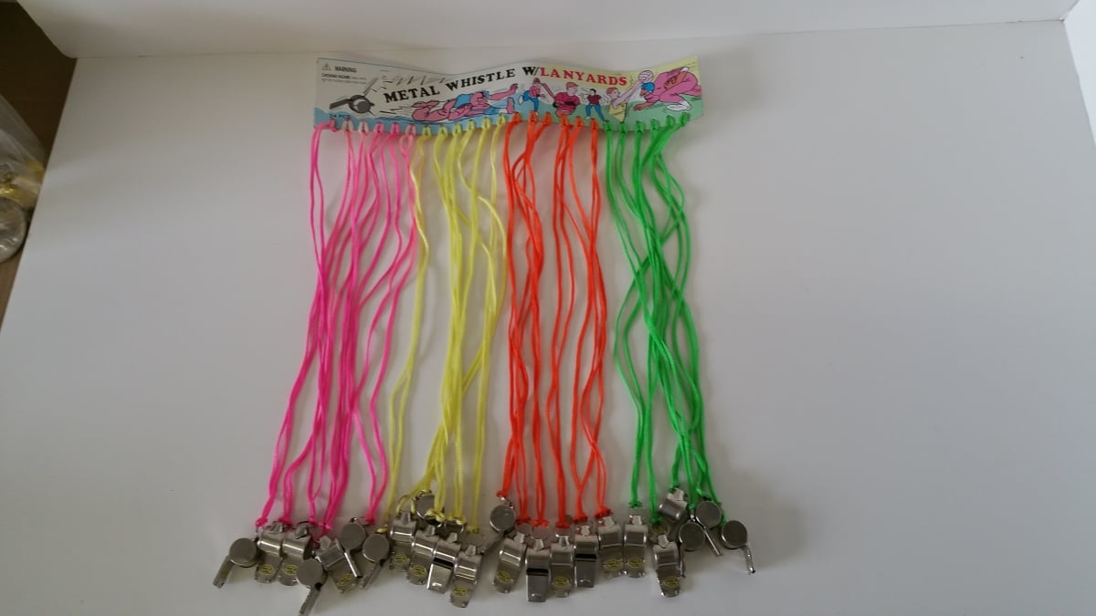111 Whistle Keychains, Assorted Color - 2 Dozen