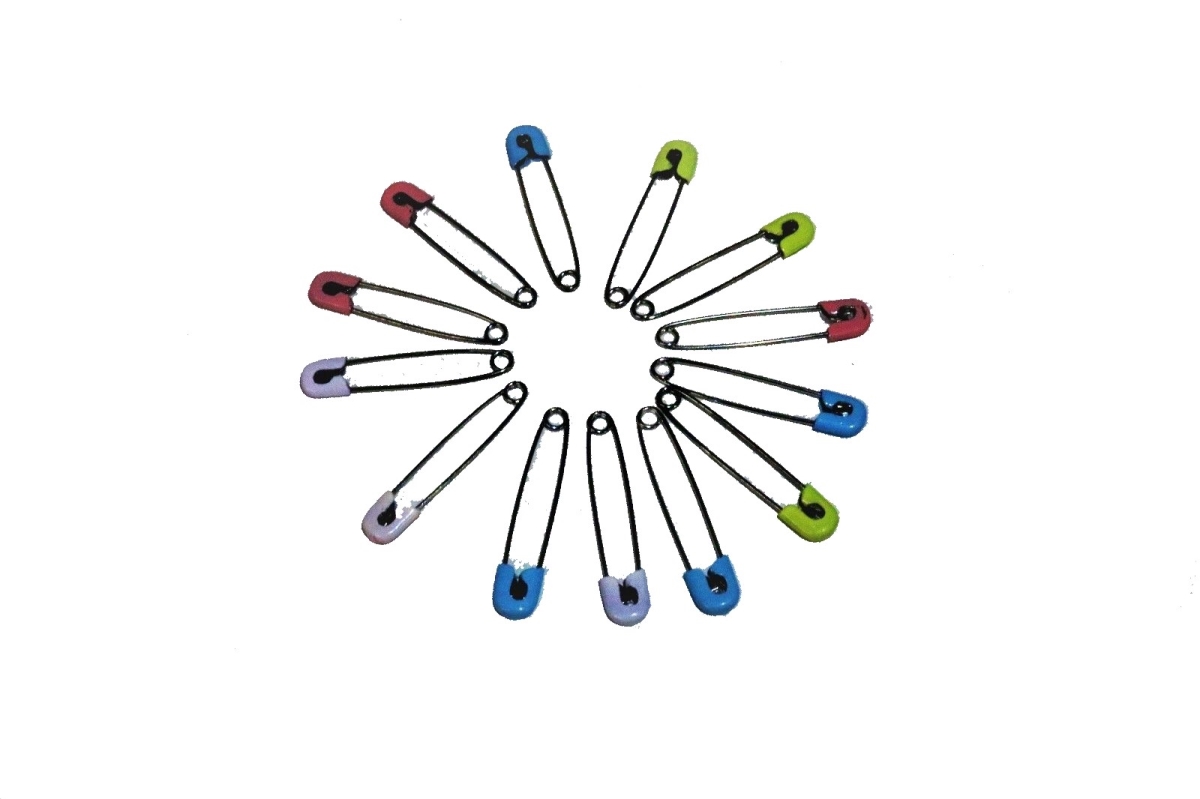 Baby Metal Safety Pins, Assorted Color - 12 Piece