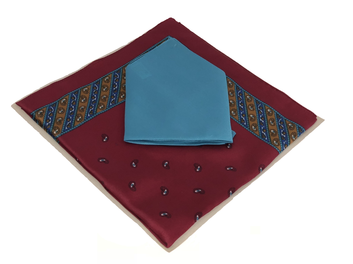 Picture of Tapestry Trading MH-104 Solid & Pattern Handkerchief&#44; Red & Teal - 2 Piece