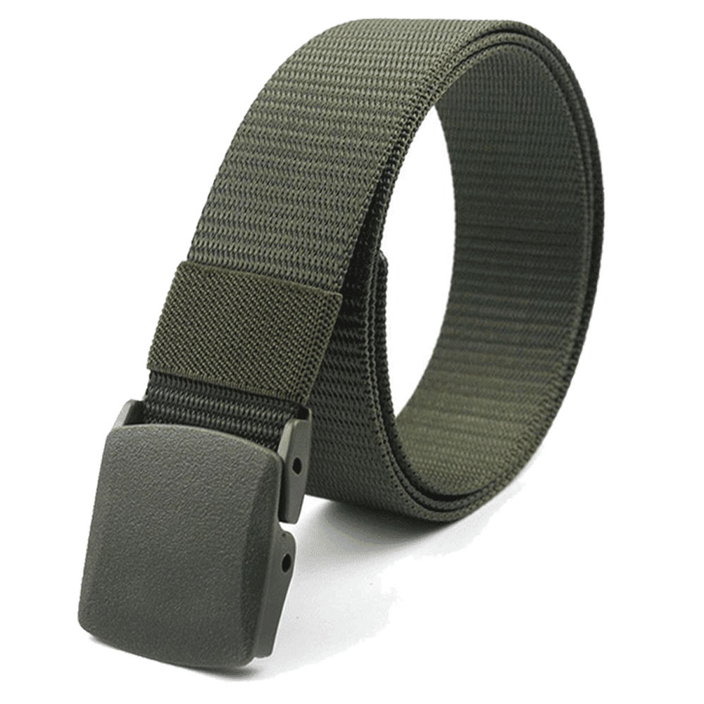 Adjustable Nylon Belt with Plastic Buckle - Army Green