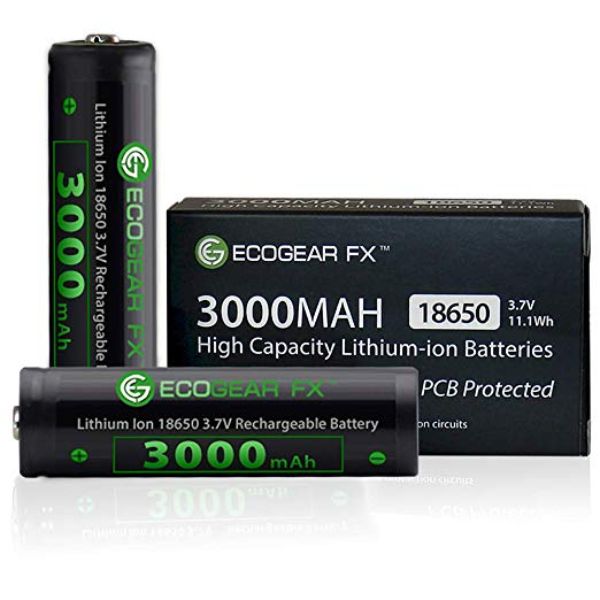 18650-PCB30X2 18650 PCB 3000mAh Lithium-ion Button-Top Flashlight Batteries - Pack of 2
