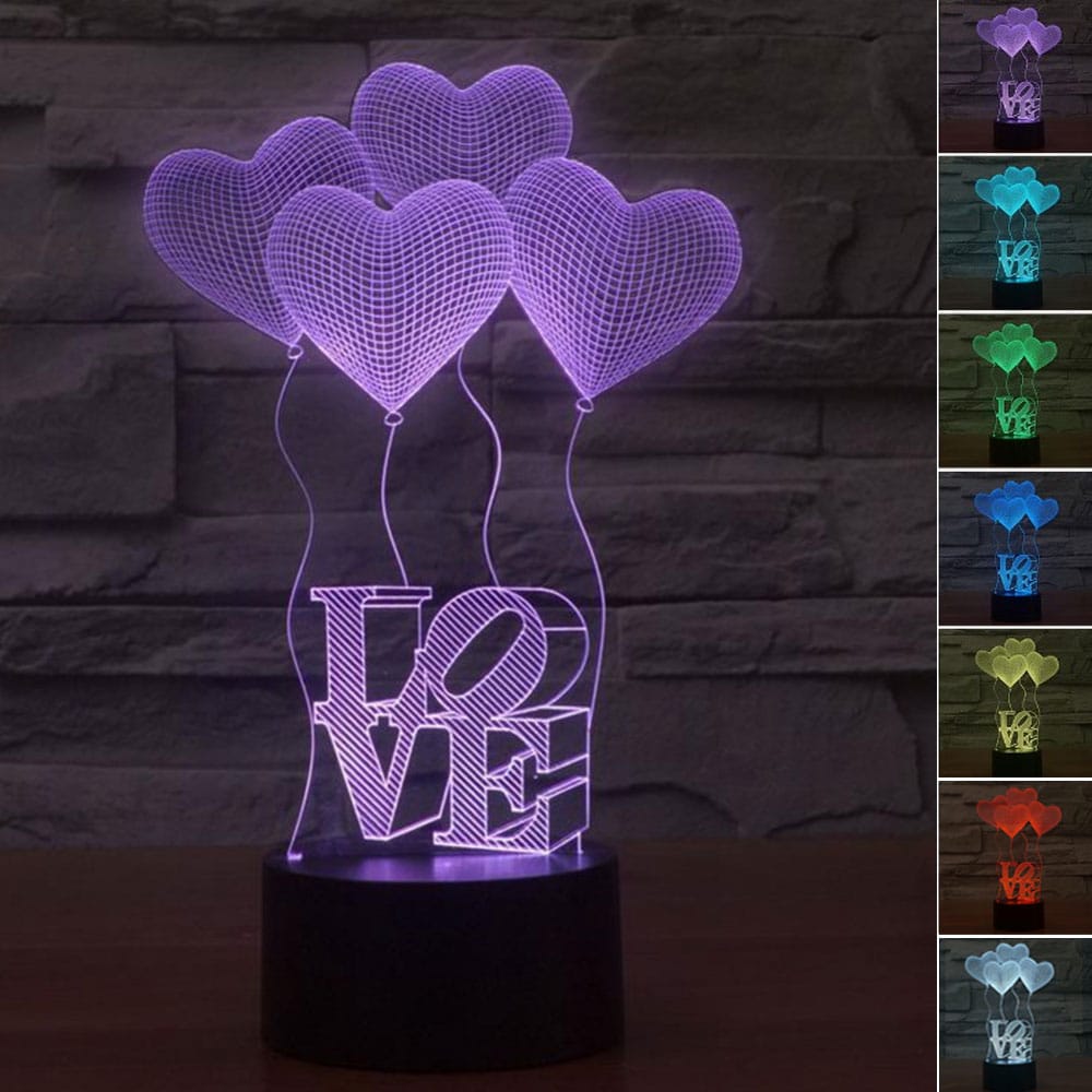 Picture of EcoGear FX HOM-3DLITE-HEART Heart LED Table Night Light Perfect Gift for Womens