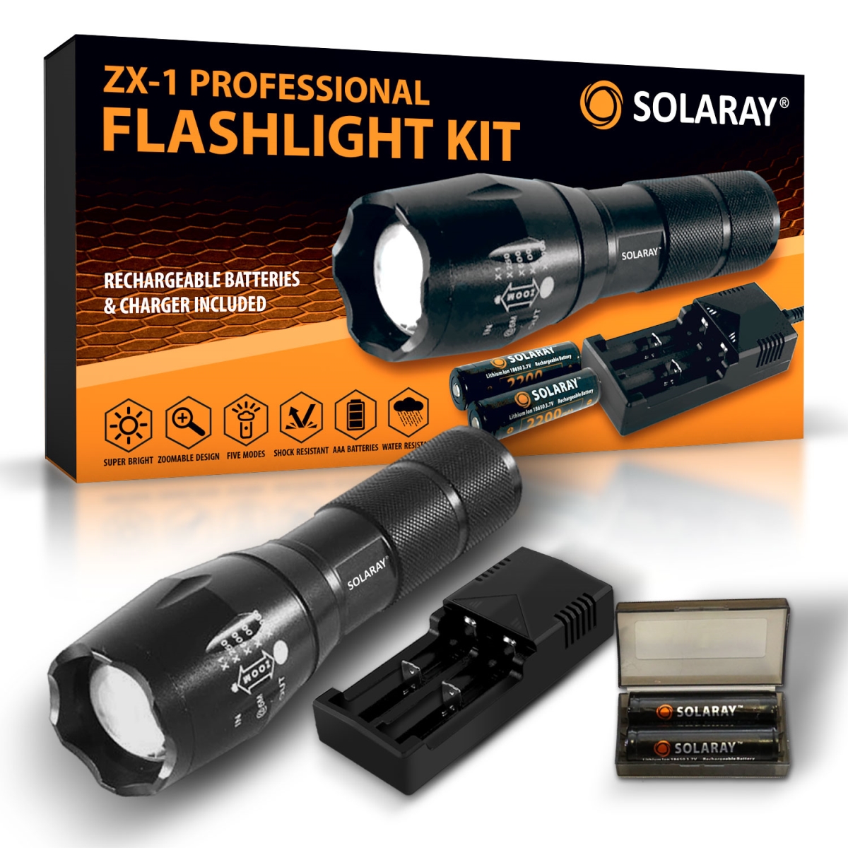 FLA-ZX1-KIT ZX-1 Rechargeable LED Tactical Flashlight Kit
