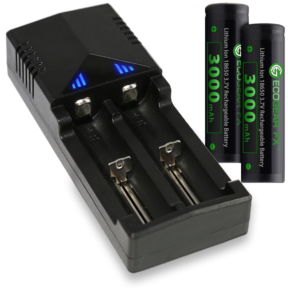 BAT-18650PCB-BATKIT 18650 Button Top Batteries with Charger & Storage Case