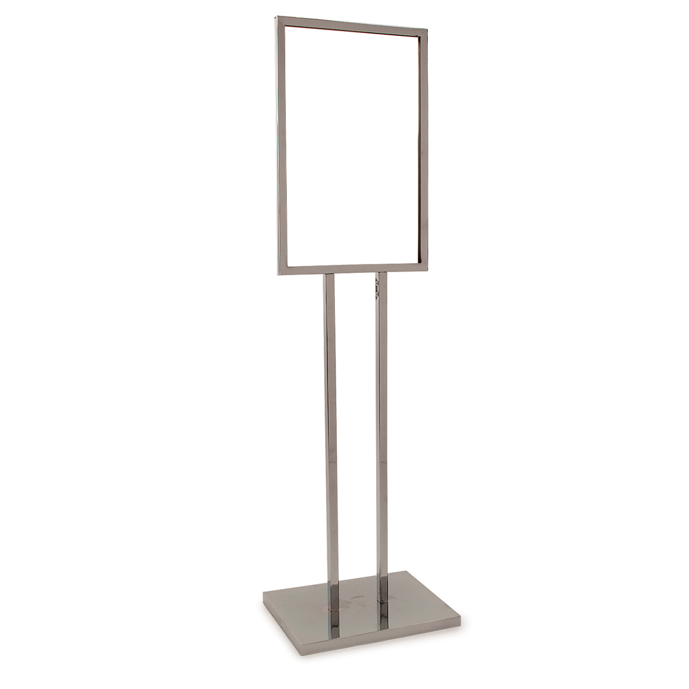 14 x 22 in. Bulletin Sign Holder with Extra-Heavy Raised Base - Chrome