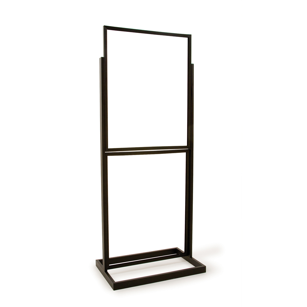 BH55-MAB 22 x 28 in. Double Bulletin Sign Holder with Rectangular Tubing Base, Black - Matte