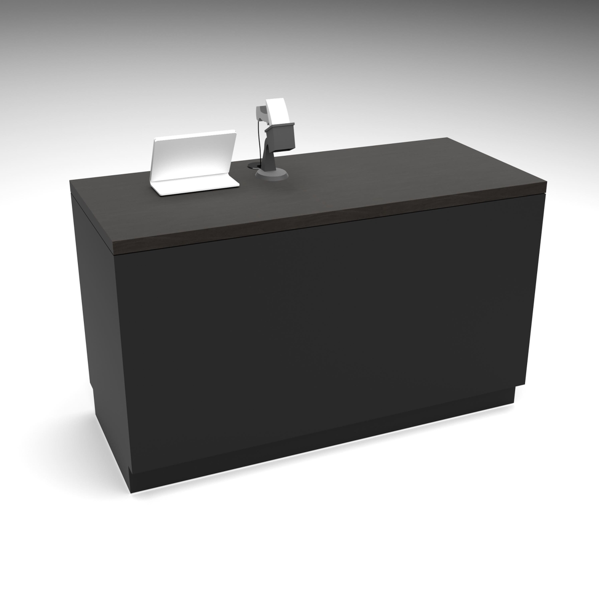 Picture of Econoco DDCW55BLG 55 in. Cash Wrap Retail Counter&#44; Matte Black with Black Woodgrain Top