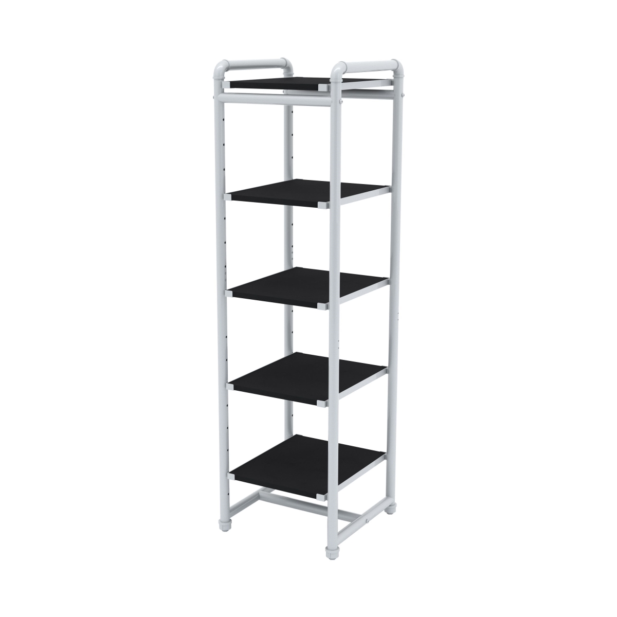 Pipeline Etagere Bookcase, Gloss White Frame & Black Shelves