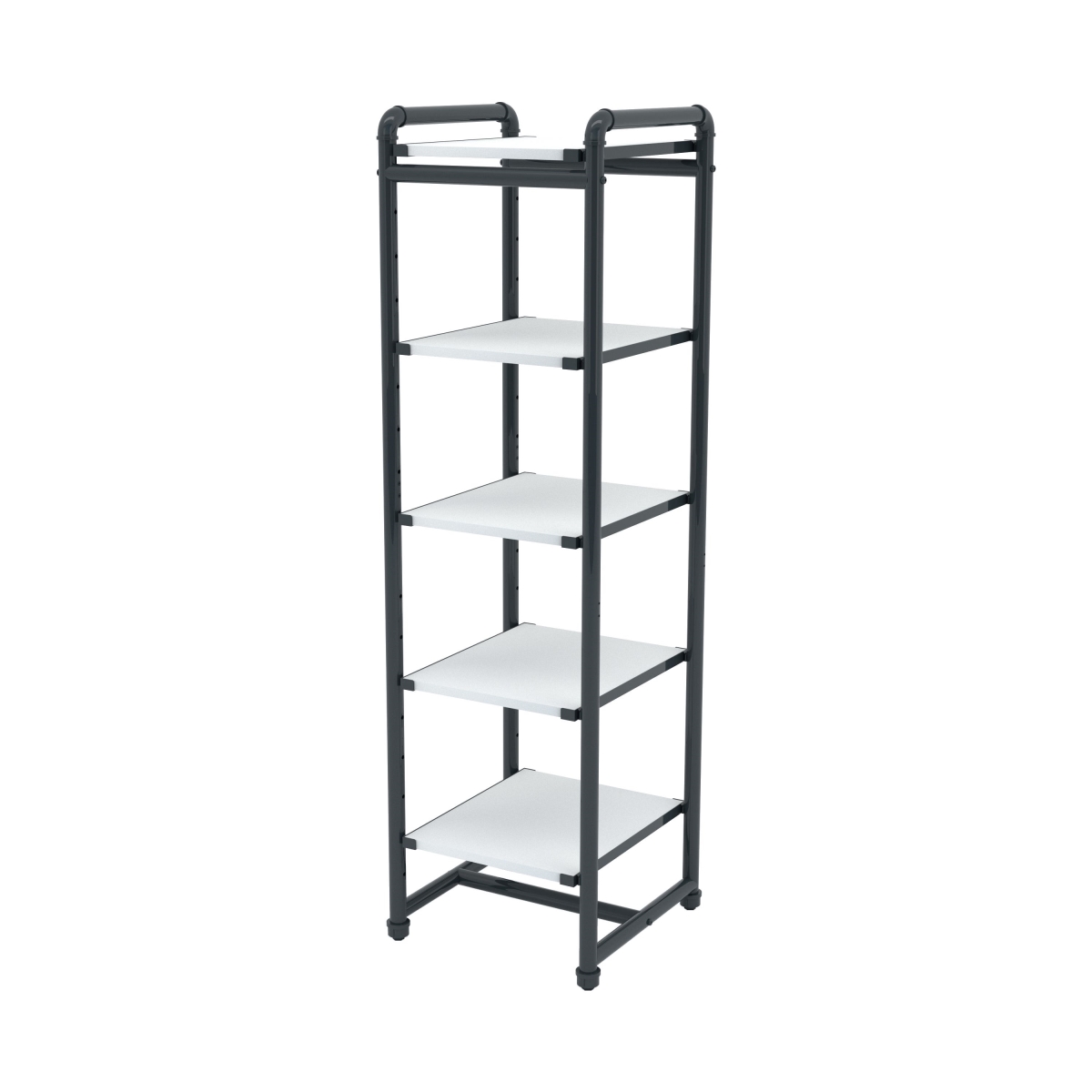 Pipeline Etagere Bookcase, Grey Frame & White Shelves