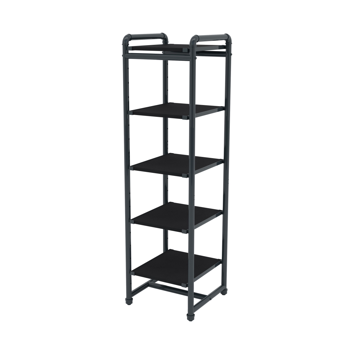 Pipeline Etagere Bookcase, Grey Frame & Black Shelves