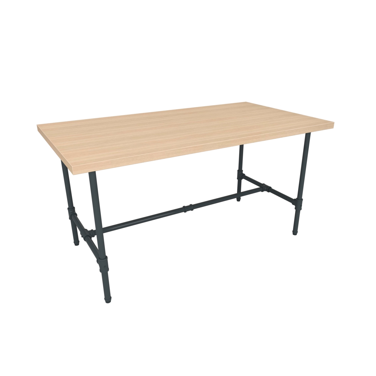 PSNTLGOAKSET Pipeline Large Nesting Table for Grey Frame Plus Raw Oak Table Top