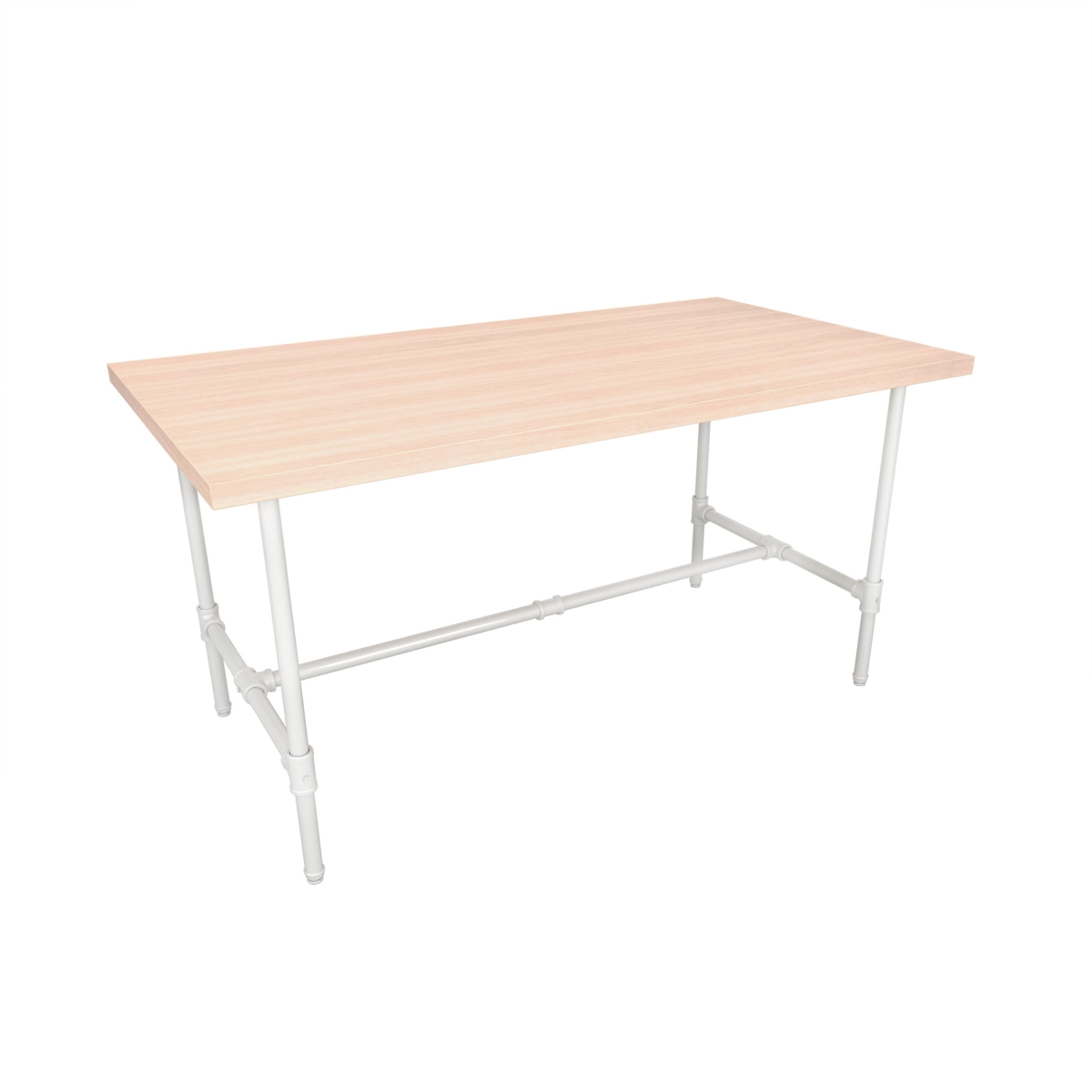 Pipeline Large Nesting Table for White Frame Plus Raw Oak Table Top