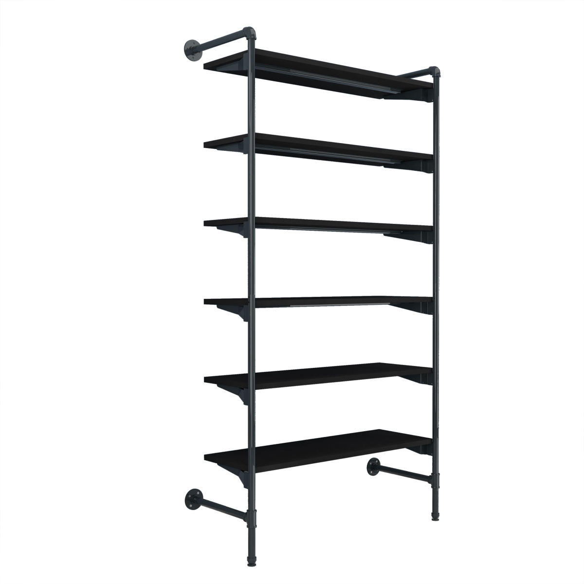PSORG2BK Pipeline Outrigger Kit with Six Wood Shelves, Anthracite Grey Frame with Black Shelves