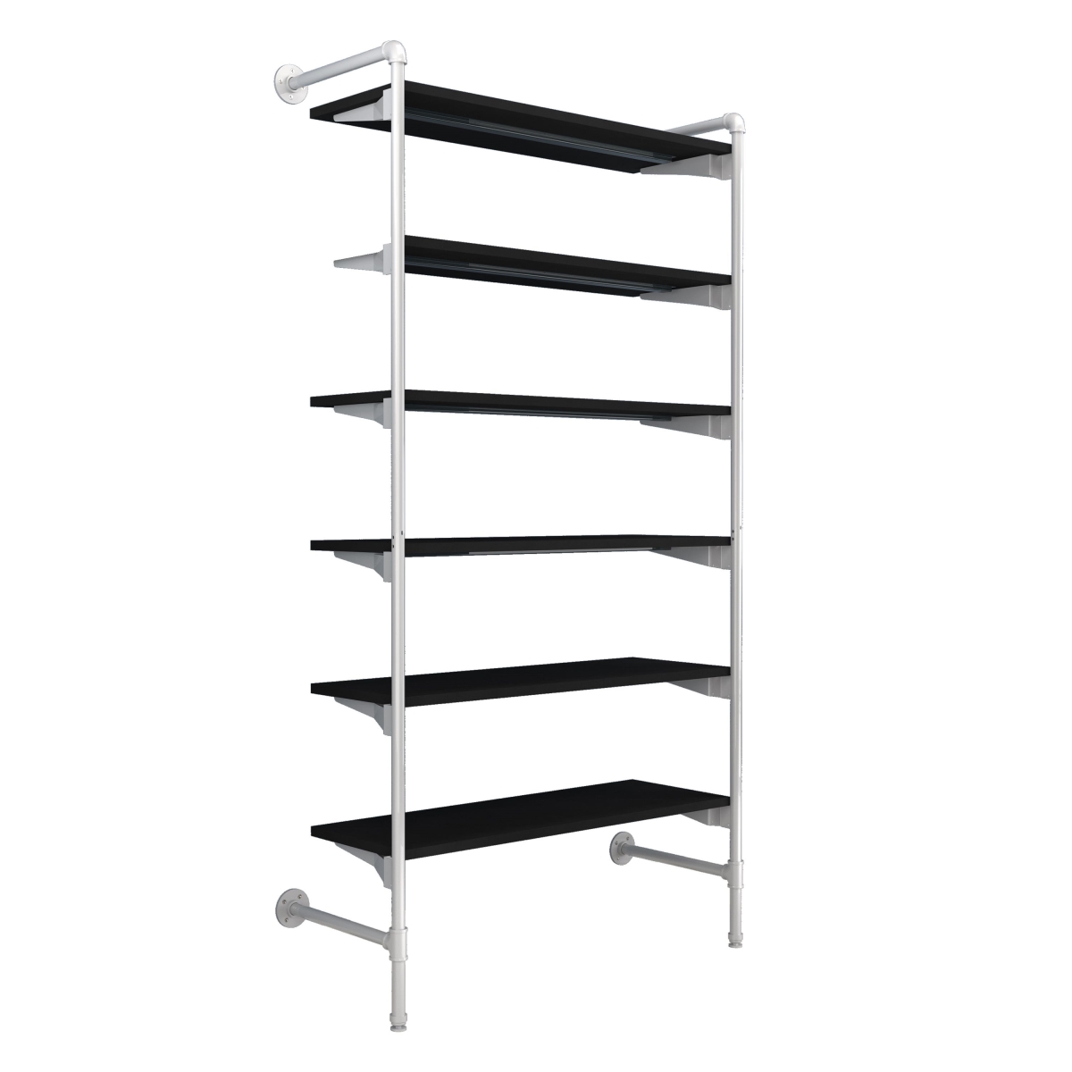 PSORW2BK Pipeline Outrigger Kit with Six Wood Shelves - Gloss White Frame with Black Shelves