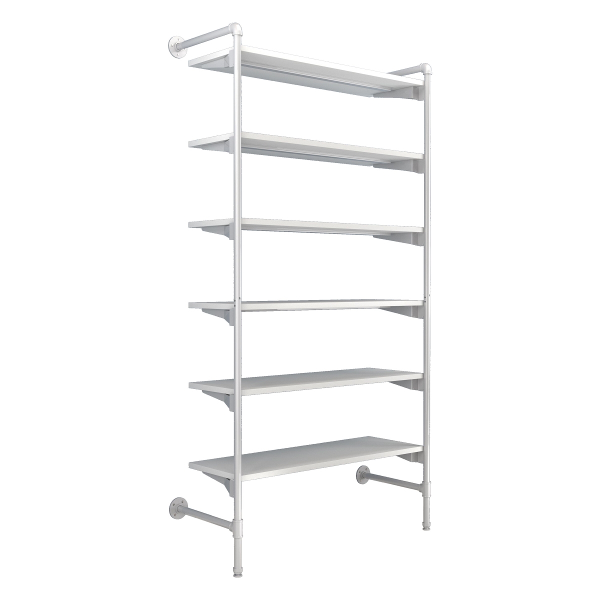 PSORW2WH Pipeline Outrigger Kit with Six Wood Shelves - Gloss White Frame with White Shelves