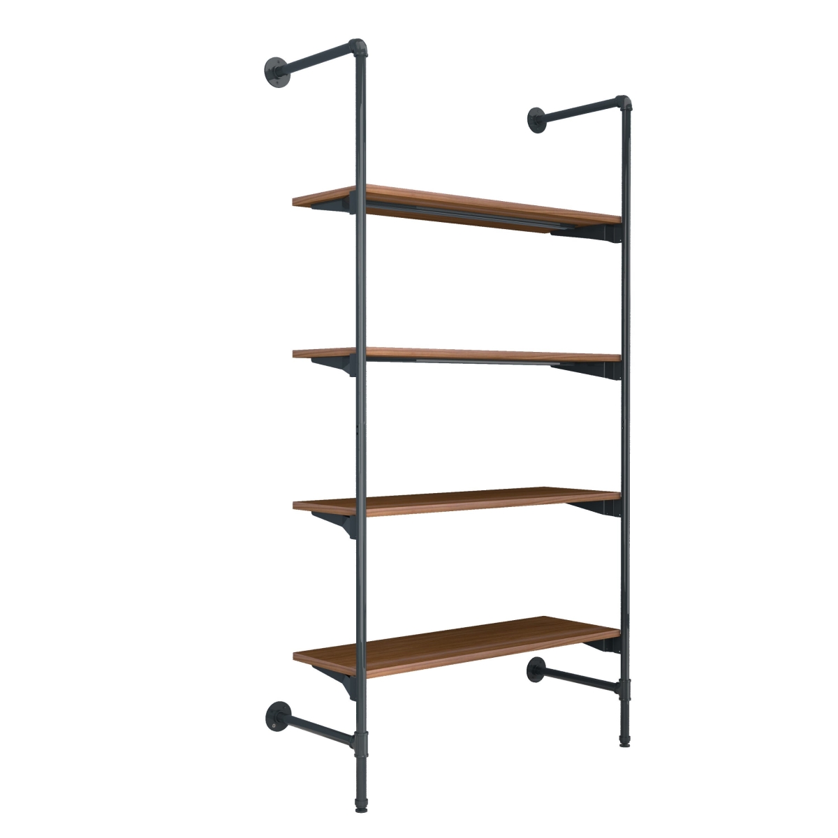 PSORG3BN Pipeline Outrigger Kit with Four Wood Shelves - Anthracite Grey Frame with Dark Brown Wood Grain Shelves