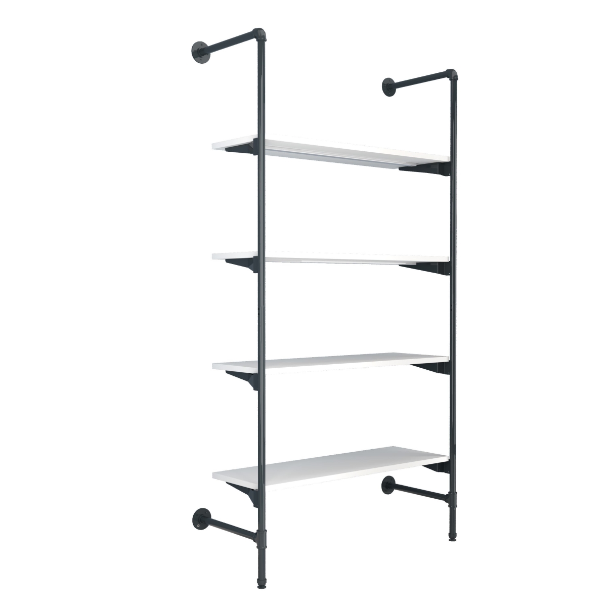 PSORG3WH Pipeline Outrigger Kit with Four Wood Shelves - Anthracite Grey Frame with White Shelves