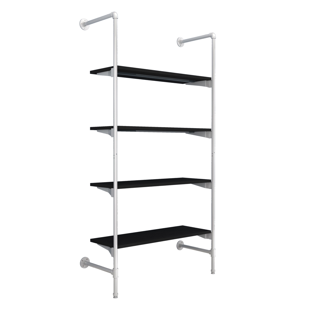 PSORW3BK Pipeline Outrigger Kit with Four Wood Shelves - Gloss White Frame with Black Shelves