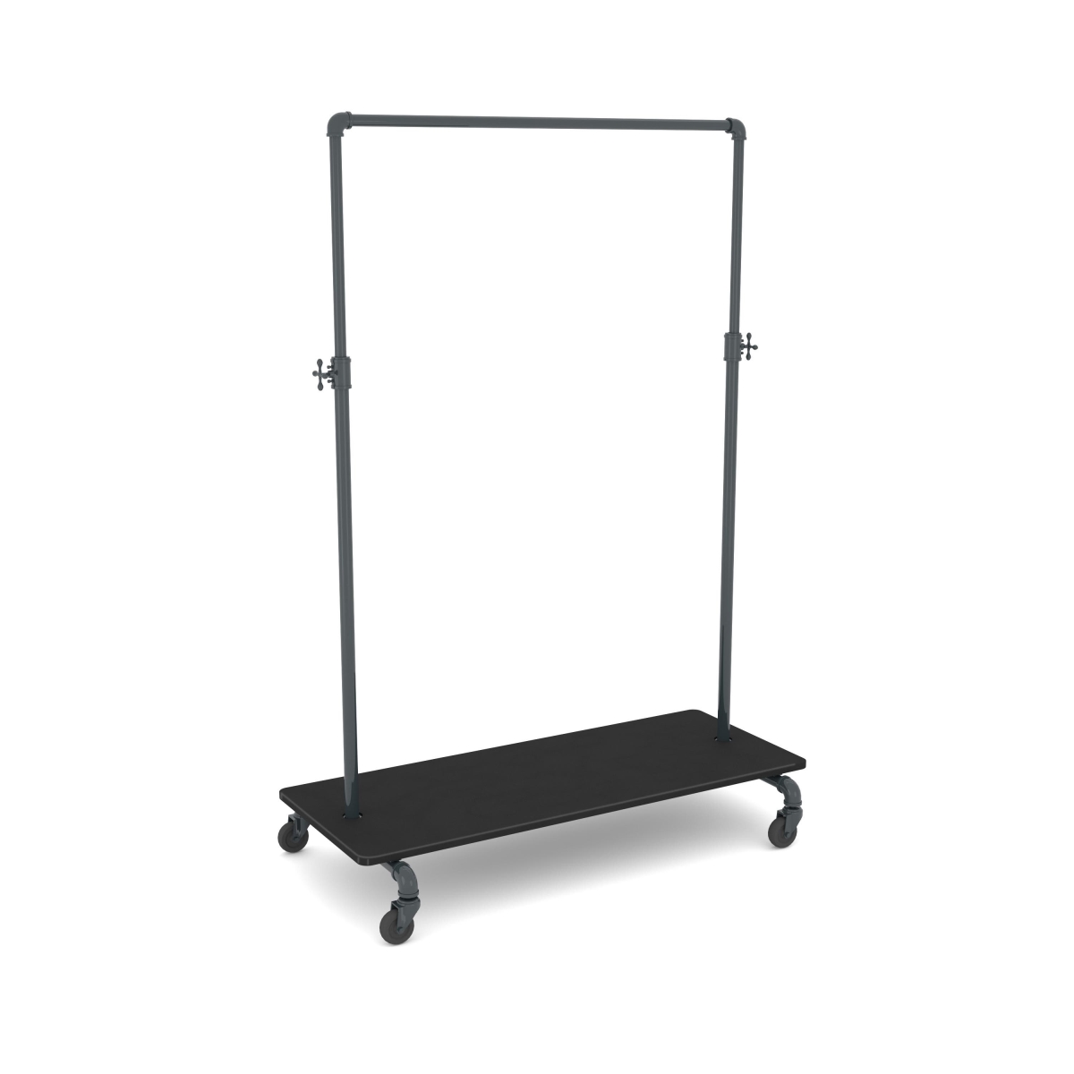 PSBBADJKBK Pipeline Adjustable Ballet Bar Rack with Base Shelf - Anthracite Grey Rack with Black Base Shelf