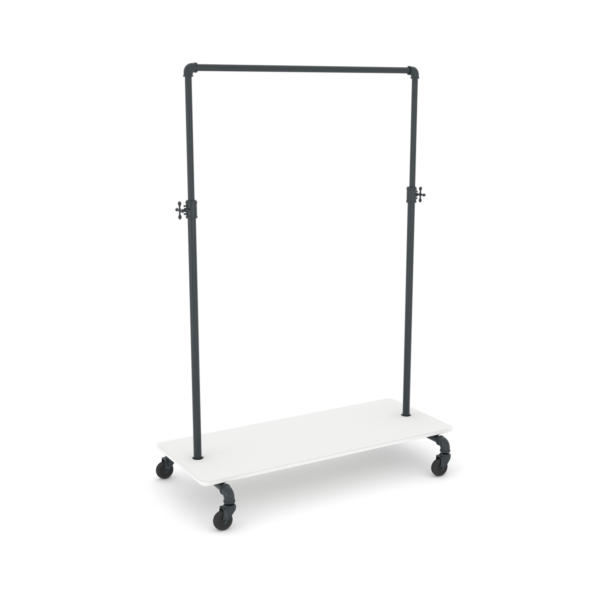 PSBBADJKWH Pipeline Adjustable Ballet Bar Rack with Base Shelf - Anthracite Grey Rack with White Base Shelf