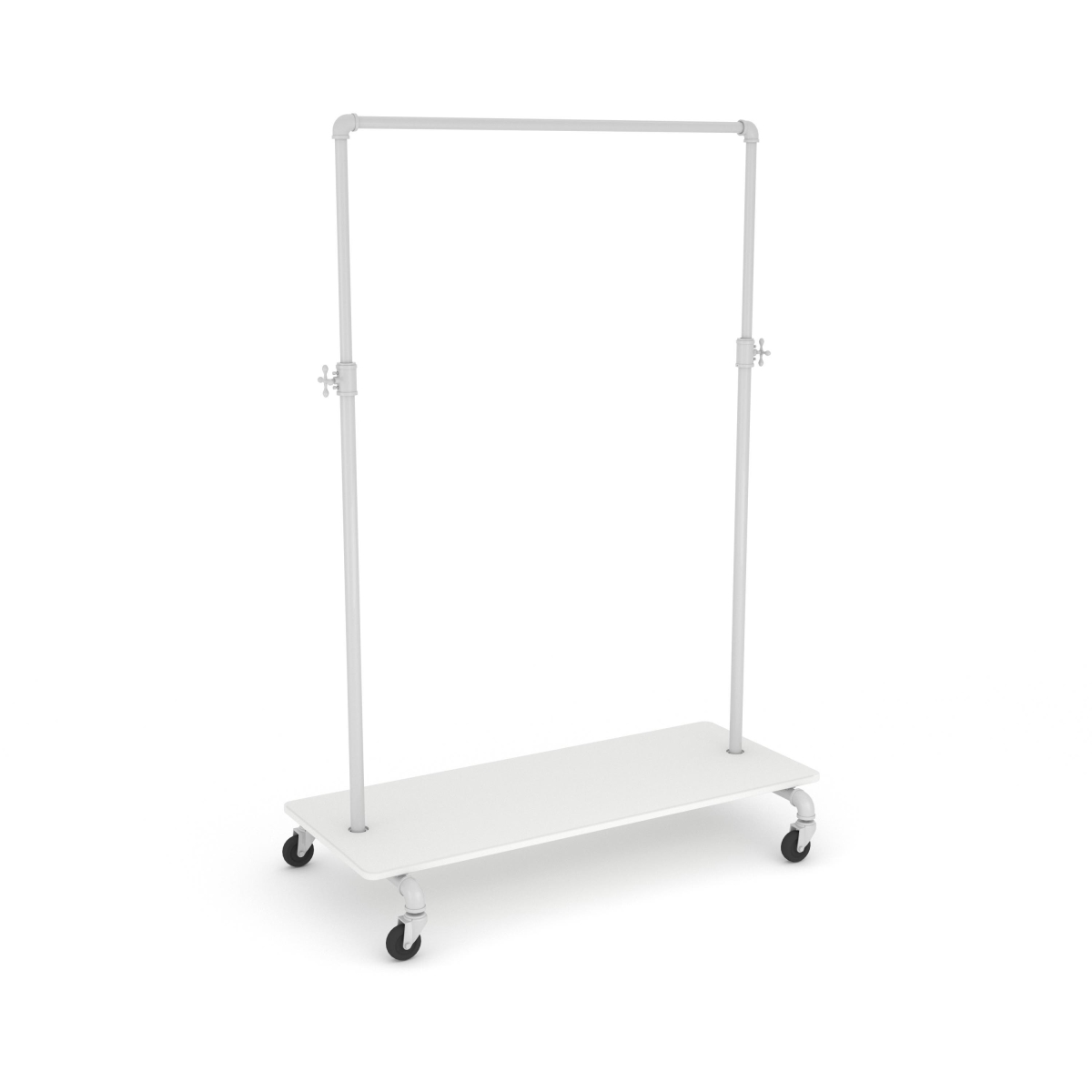 PSBBADJWKWH Pipeline Adjustable Ballet Bar Rack with Base Shelf - Gloss White Rack with White Base Shelf