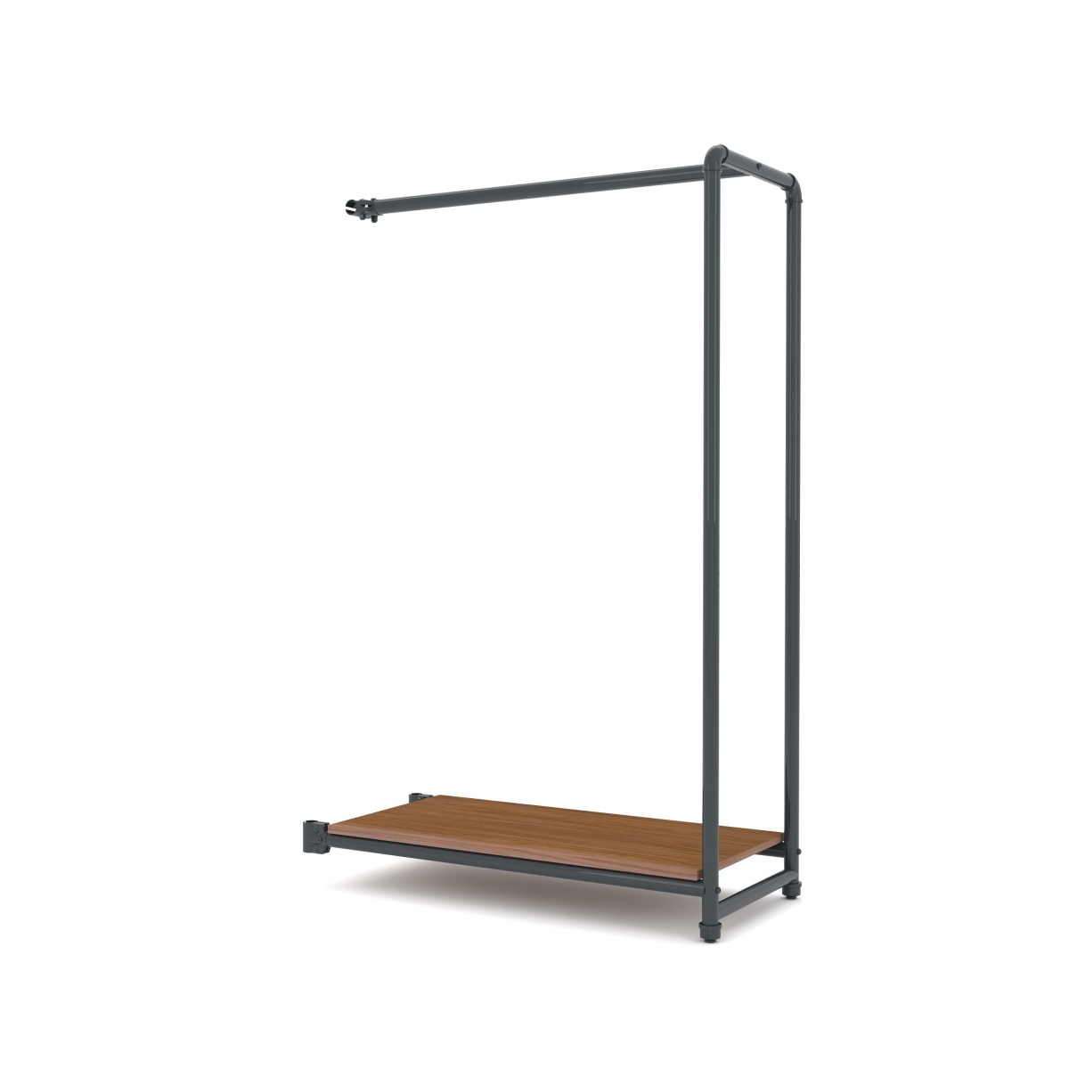 PSETGHRFSBN Pipeline Etagere Add-On Hang Fold Attachment - Anthracite Grey Rack with Dark Brown Wood Grain Shelves