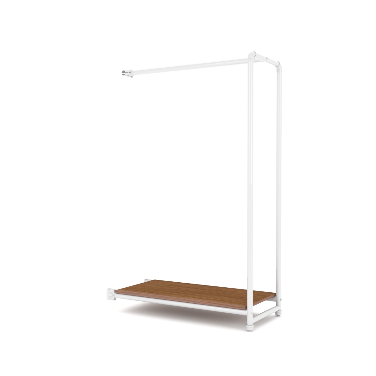 PSETGHRFSWBN Pipeline Etagere Add-On Hang Fold Attachment - Gloss White Rack with Dark Brown Wood Grain Shelves
