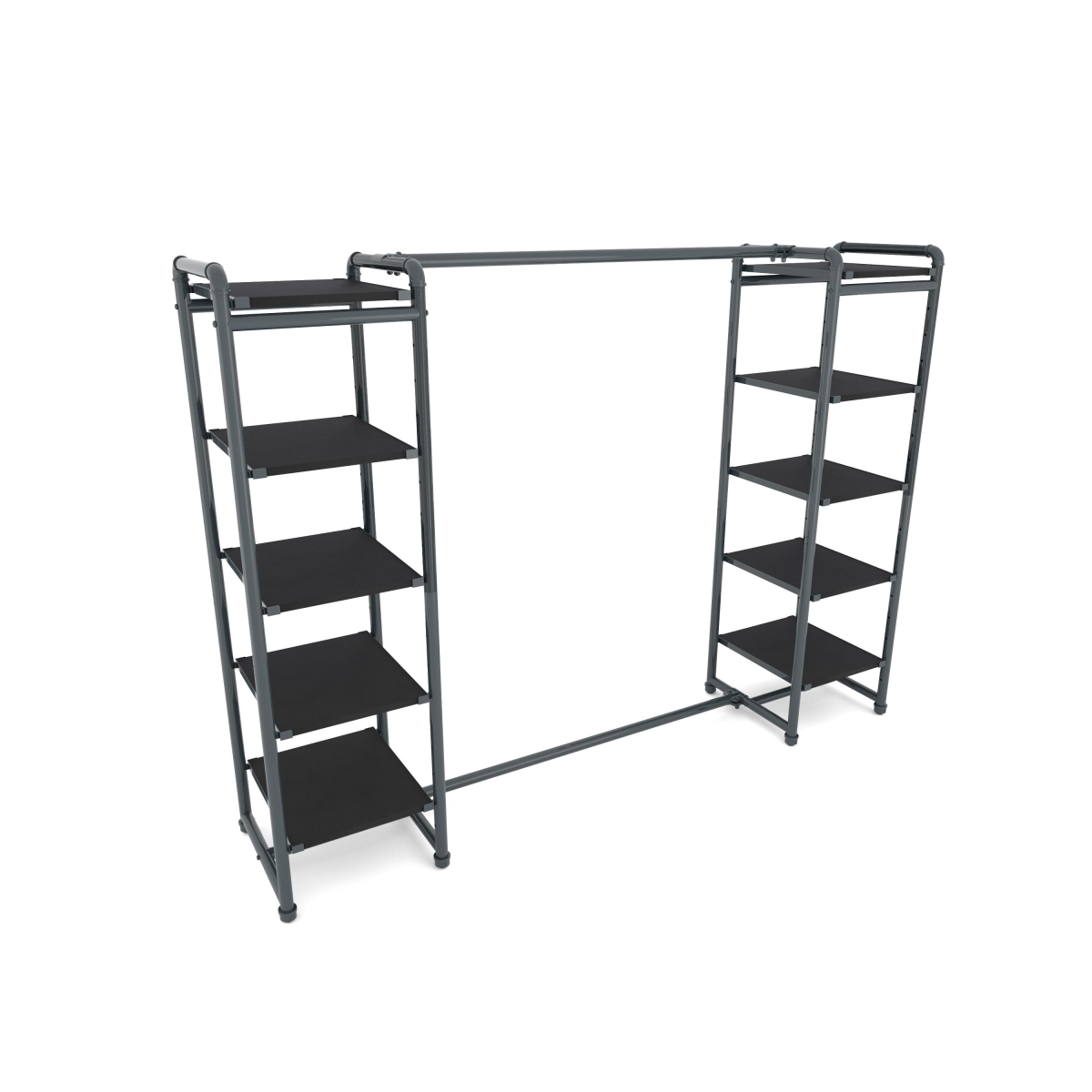 PSETGGBKX2 Pipeline Double Etagere with Hang Bar - Anthracite Grey Rack with Black Shelves