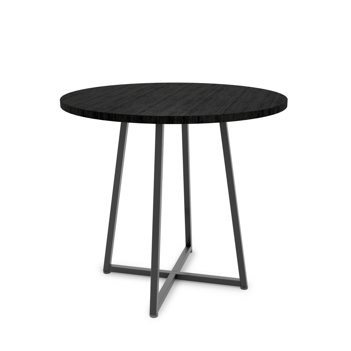 APRTLMAB 29.8 in. Aspect Round Retail Display Tables - Large Round Table - Matte Black Frame with Black Woodgrain Top